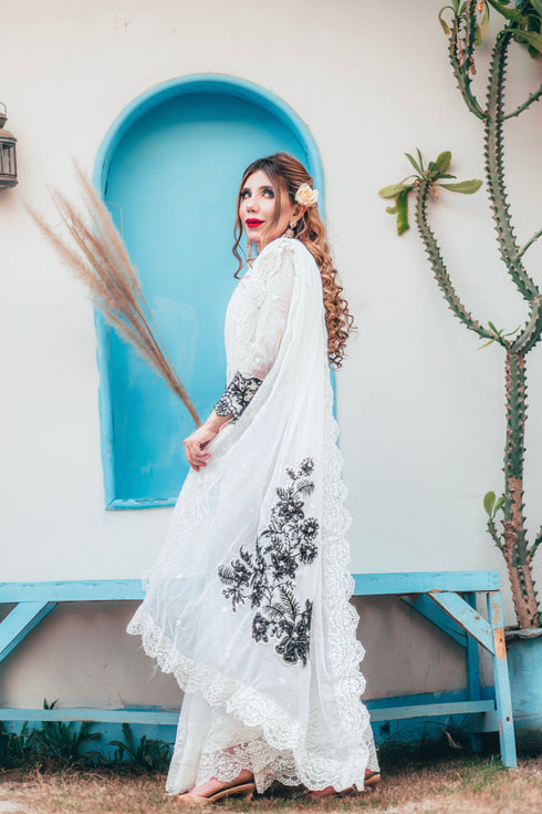 White Festive Saree ll